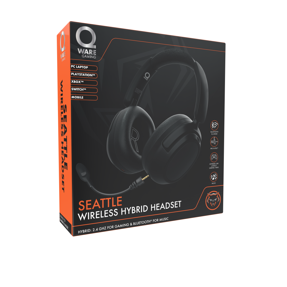 Seattle Wireless Hybrid Gaming/Music Headset - Black