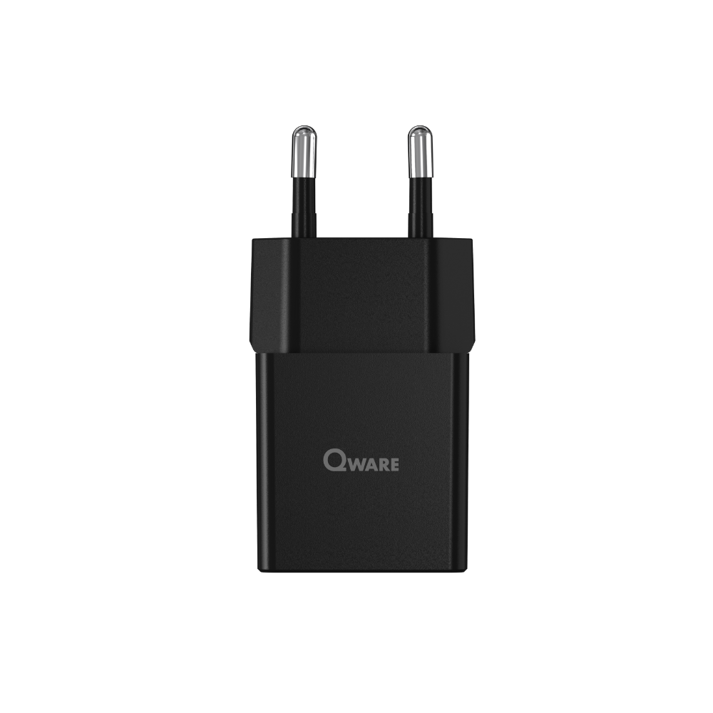 Qware Mini Dual Charger (USB-C/A) with PowerDelivery - Black