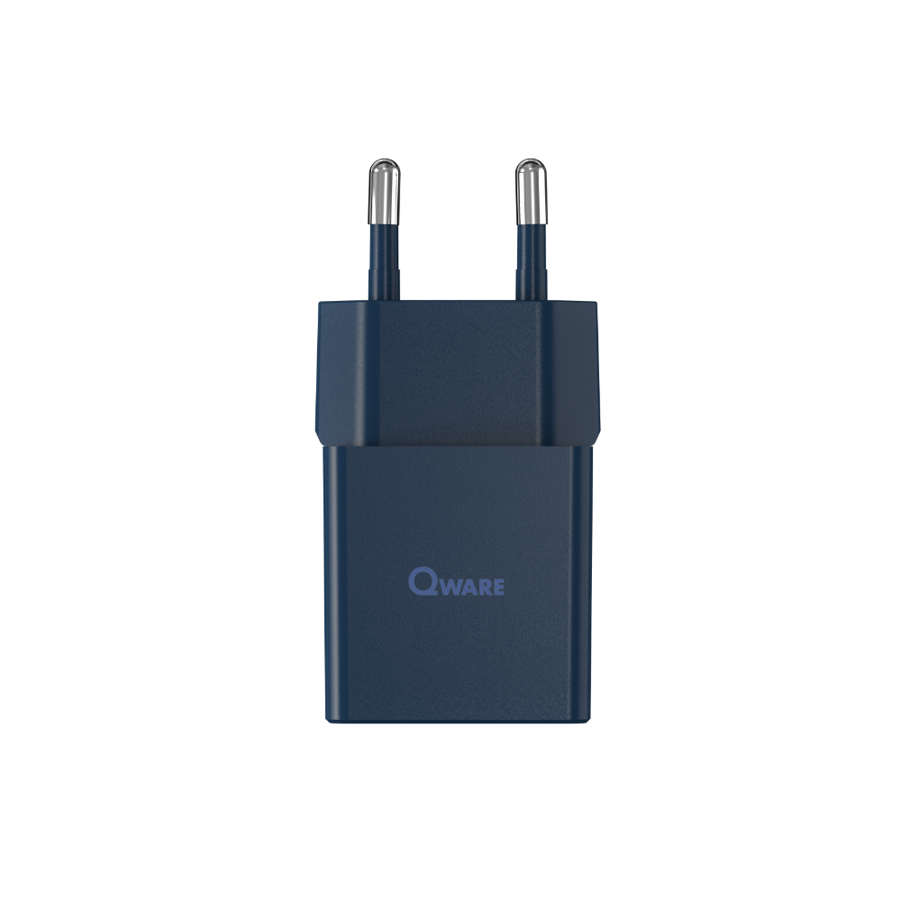 Qware Mini Dual Charger (USB-C/A) with PowerDelivery - Blue