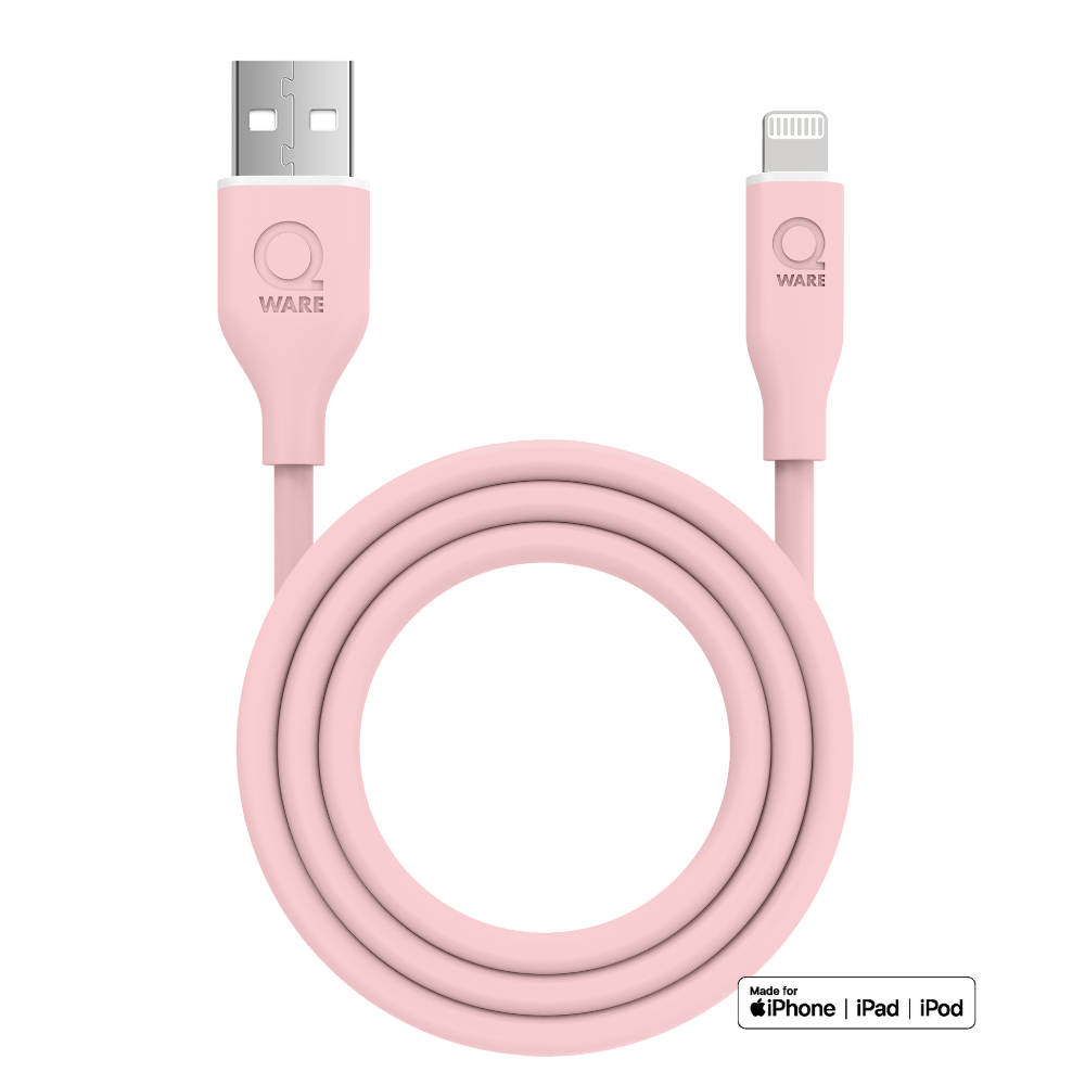 Qware USB-A to 8-Pins/Lightning Charge Cable - Pink