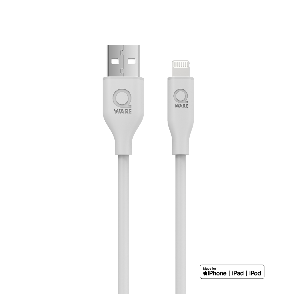 Qware USB-A naar 8-Pins/Lightning oplaadkabel - wit