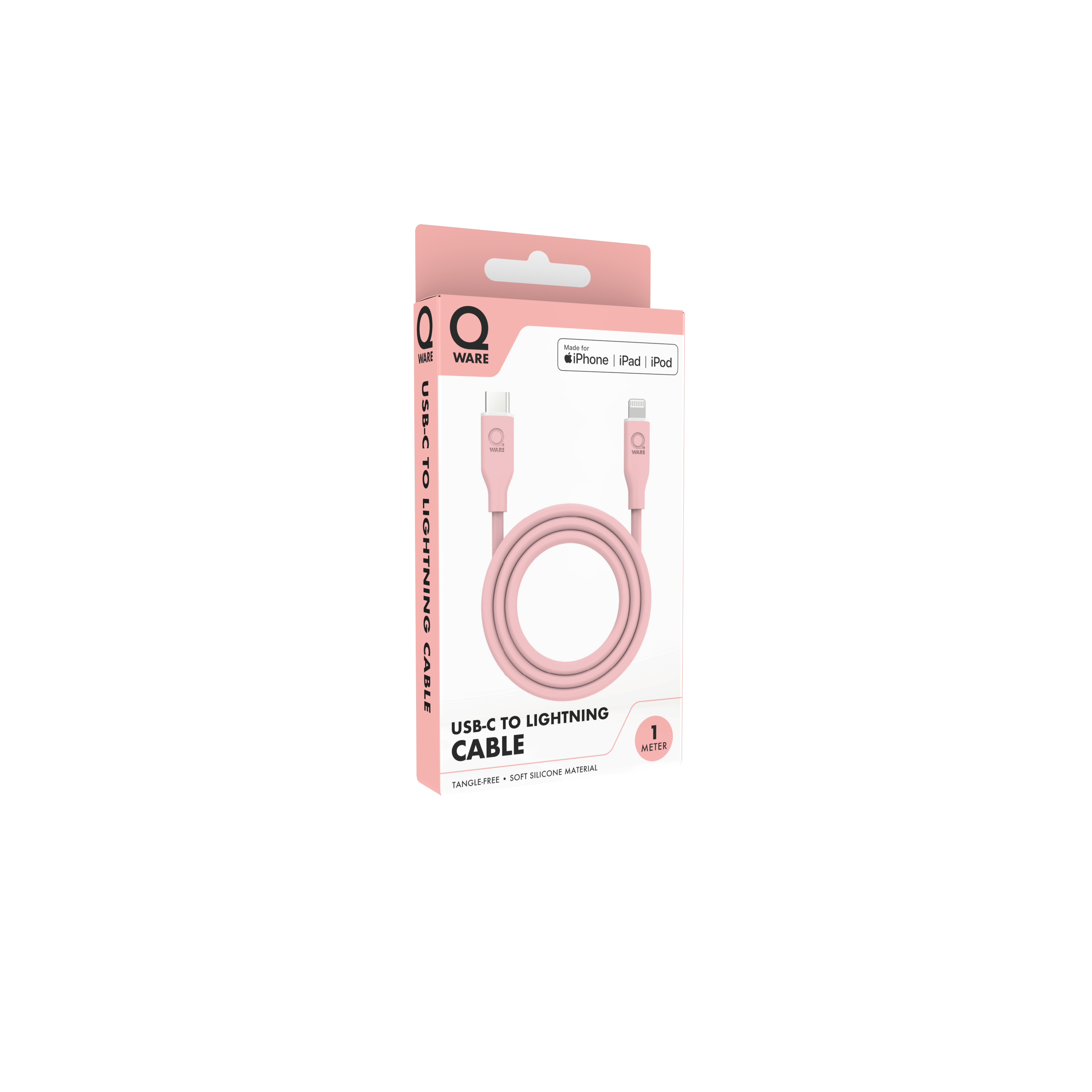 Qware USB-C to 8-Pins/Lightning Fast-Charge Cable - Pink