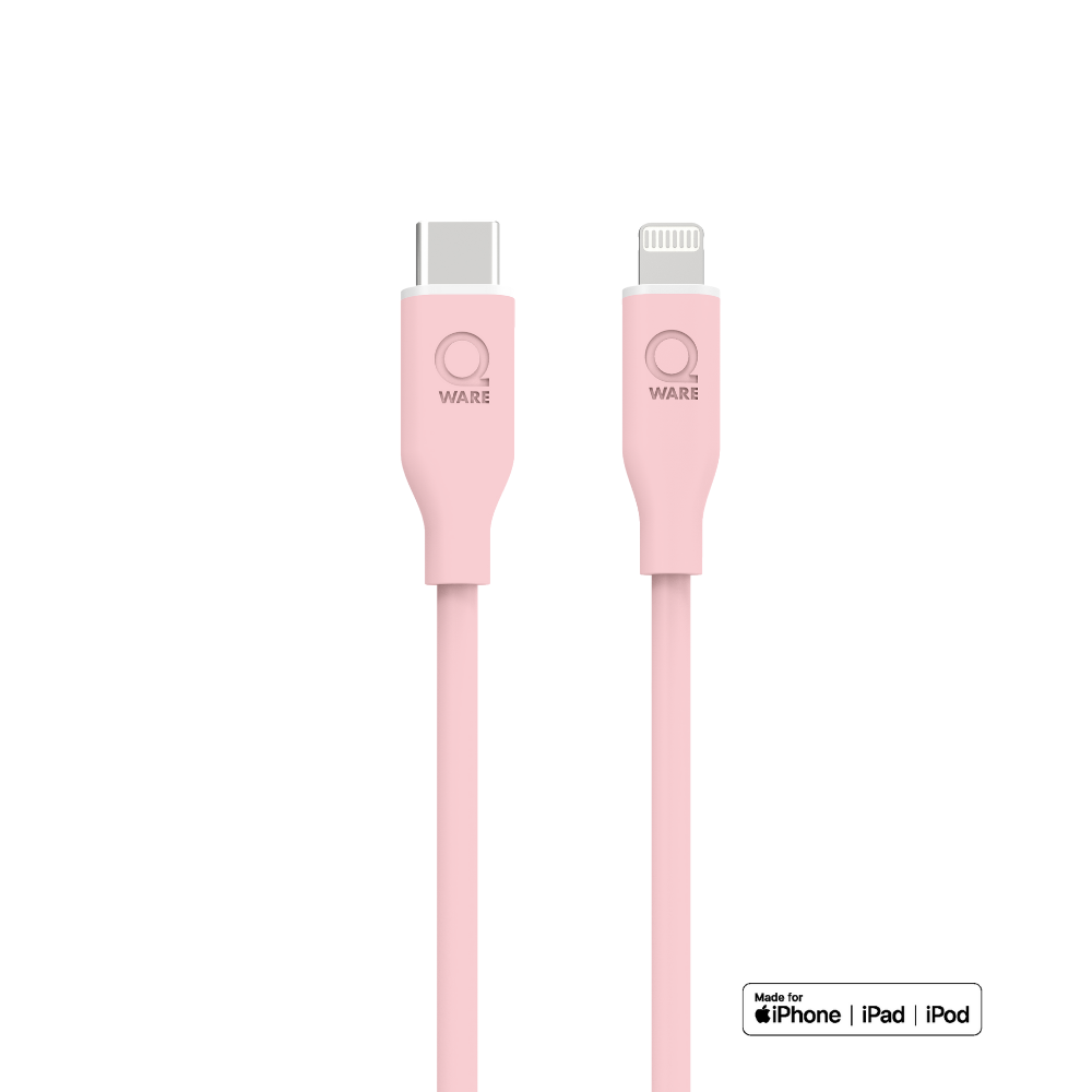 Qware USB-C to 8-Pins/Lightning Fast-Charge Cable - Pink