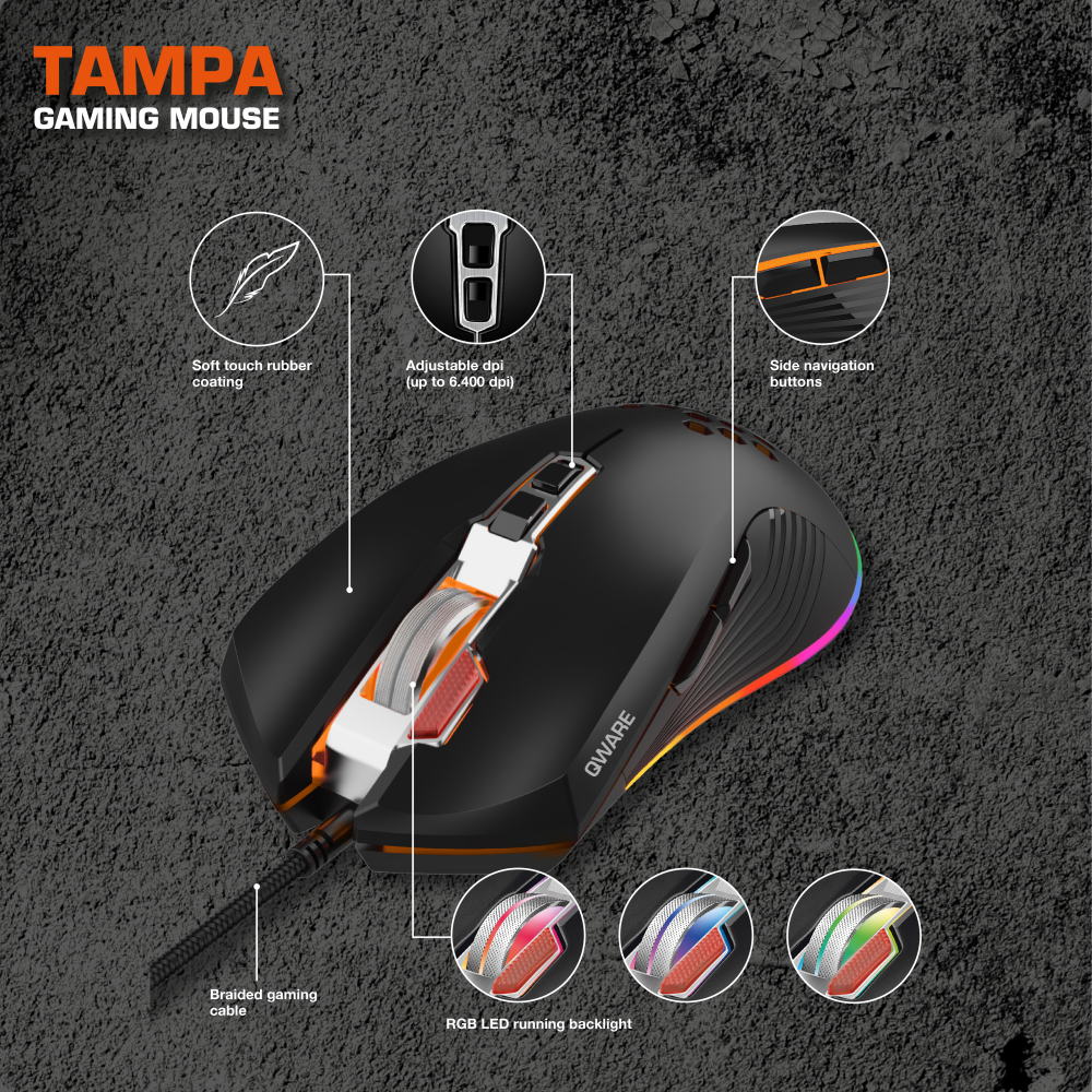 Tampa Gaming Muis - Zwart