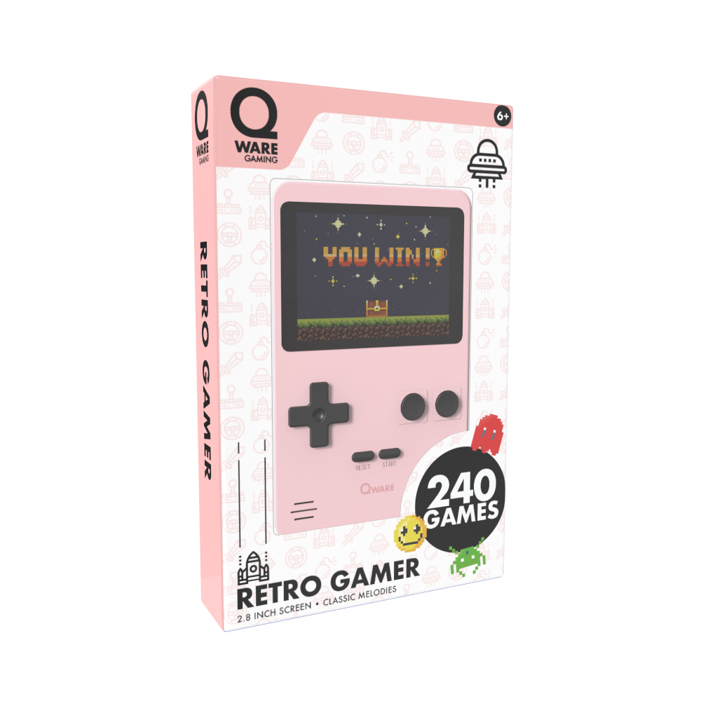 Qware Retro Gamer 2.8 inch Screen 8-Bit - Pink