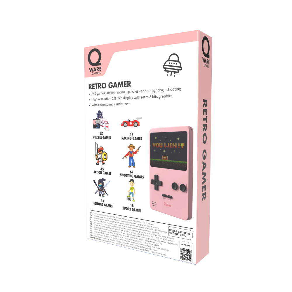 Qware Retro Gamer 2.8 inch Screen 8-Bit - Pink